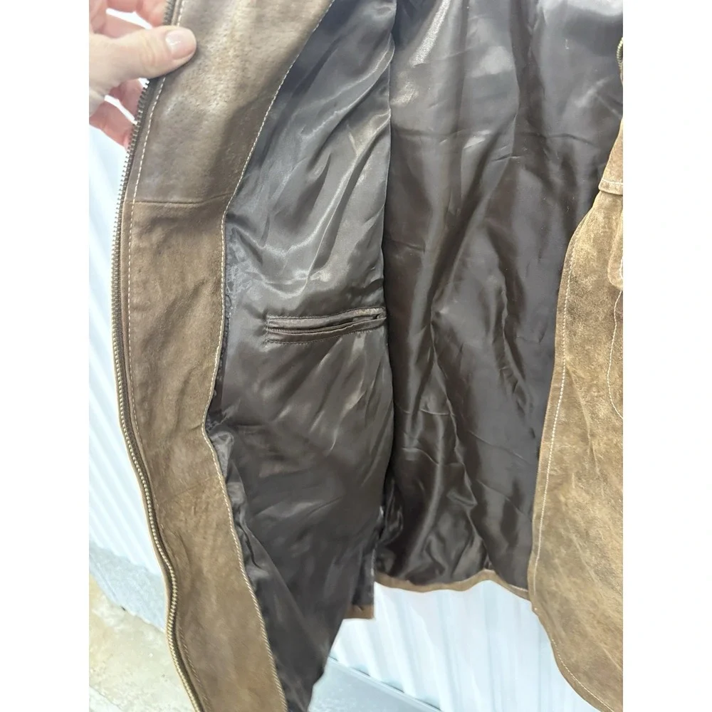 Vintage Luis Alvear Barcelona Genuine Leather Jacket Mens XL Lightweight‎ Brown